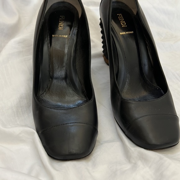 Fendi spiky block back heels leather 41 - Picture 3 of 5
